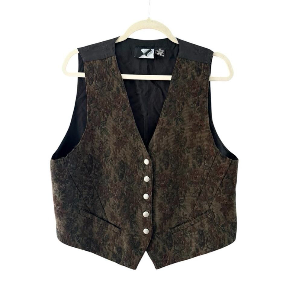 Vintage Urban Outfitters Tapestry Vest Ren Faire Size Medium Brown Plum Earthy